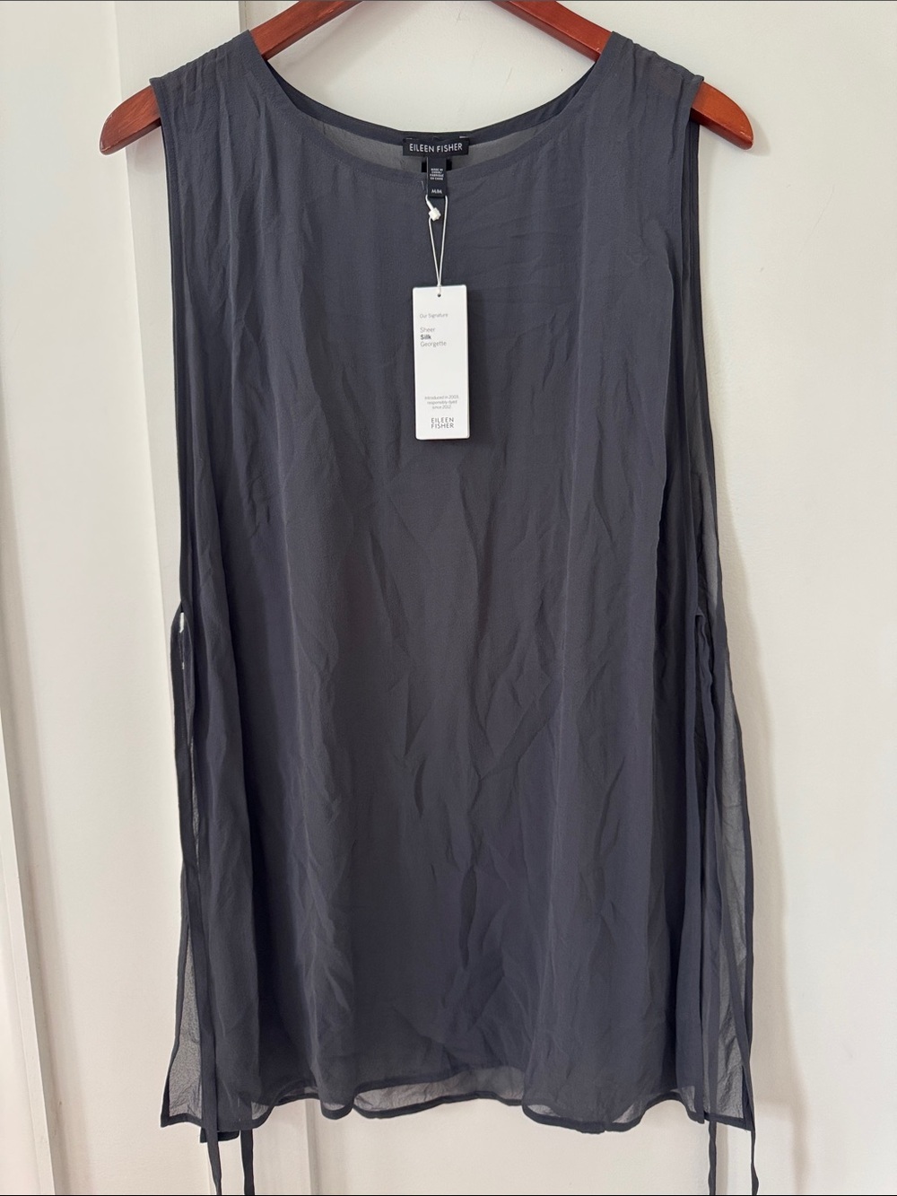 Eileen Fisher Charcoal Sheer Overlay Tank